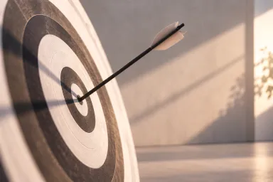 Arrow in the center of a target