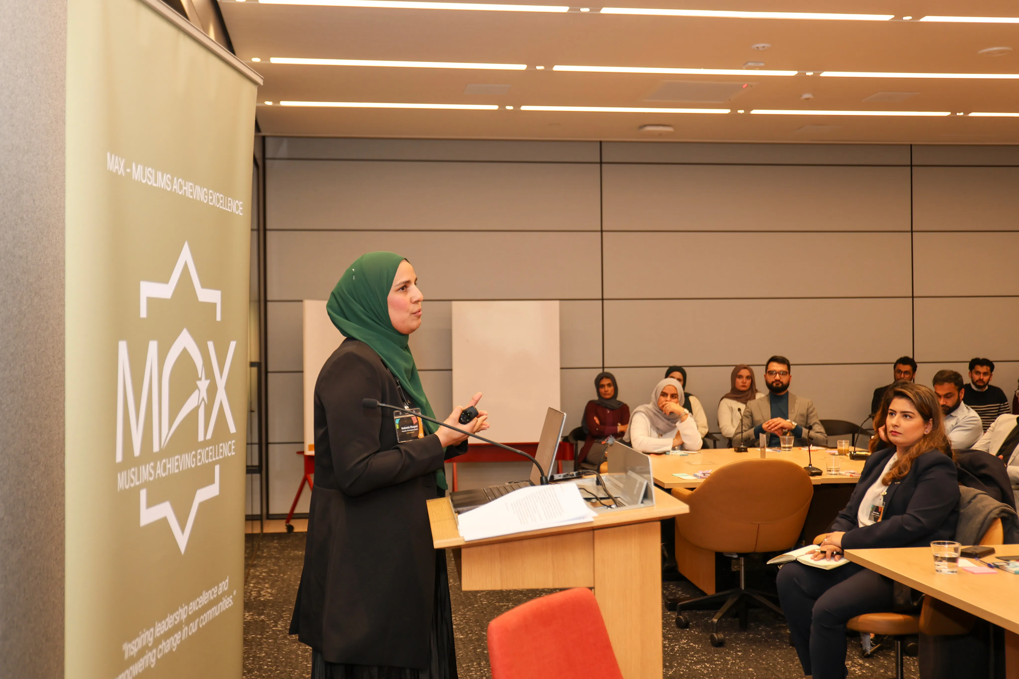 Nabeela Elsayed speaking at MAX Muslims Achieving Excellence