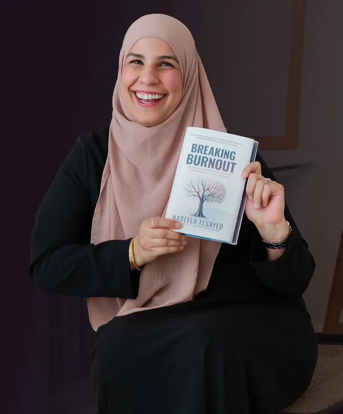 Nabeela Elsayed holding Breaking Burnout
