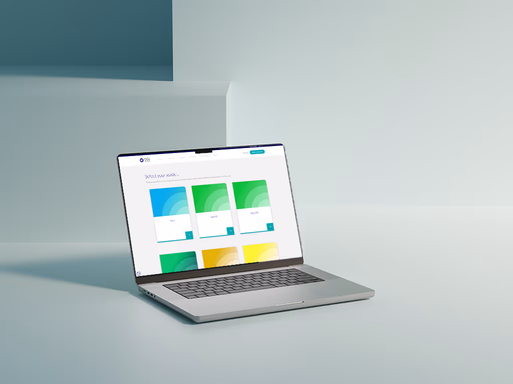 OGL switching guides displayed on a laptop