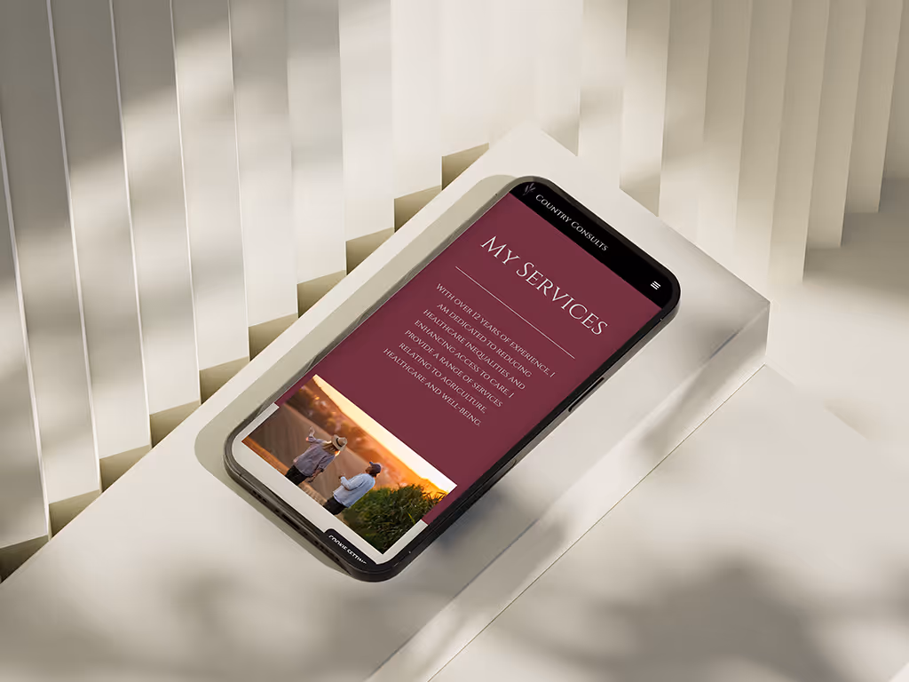 Country Consults My Services Page on mobile