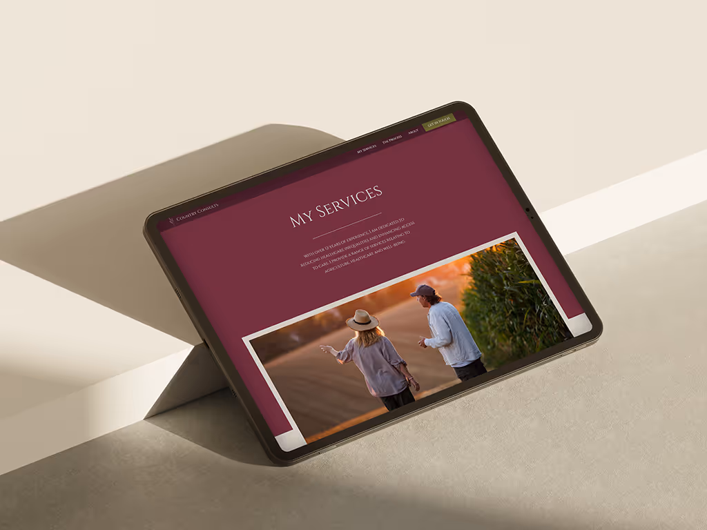 Country Consults My Services Page on tablet