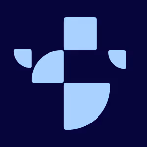 Abstract geometric shapes arranged symmetrically on a dark blue background.