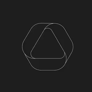 Abstract geometric logo composed of three interlocking rounded triangular shapes forming a continuous loop on a dark background.
