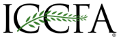 ICCFA logo with laurel branches in navy blue