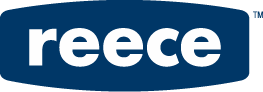 Reece logo in white lowercase lettering on a dark blue rounded rectangular background