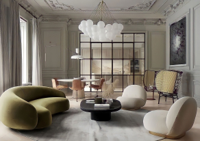 Stylish interior design of penthouse apartment