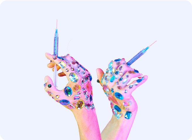 Hand showing injectibles 