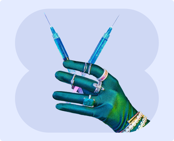 Hand showing injectibles