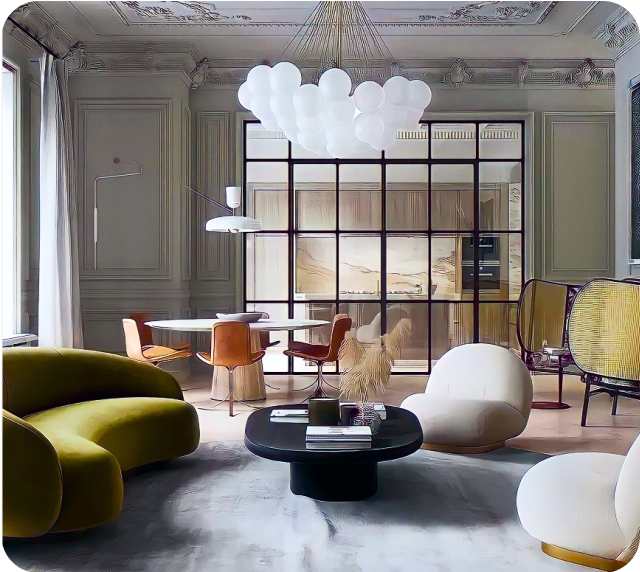 Stylish interior design of penthouse apartment