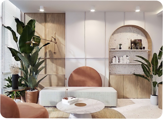 Stylish interior design of penthouse apartment