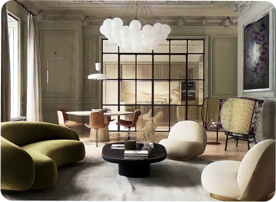 Stylish interior design of penthouse apartment