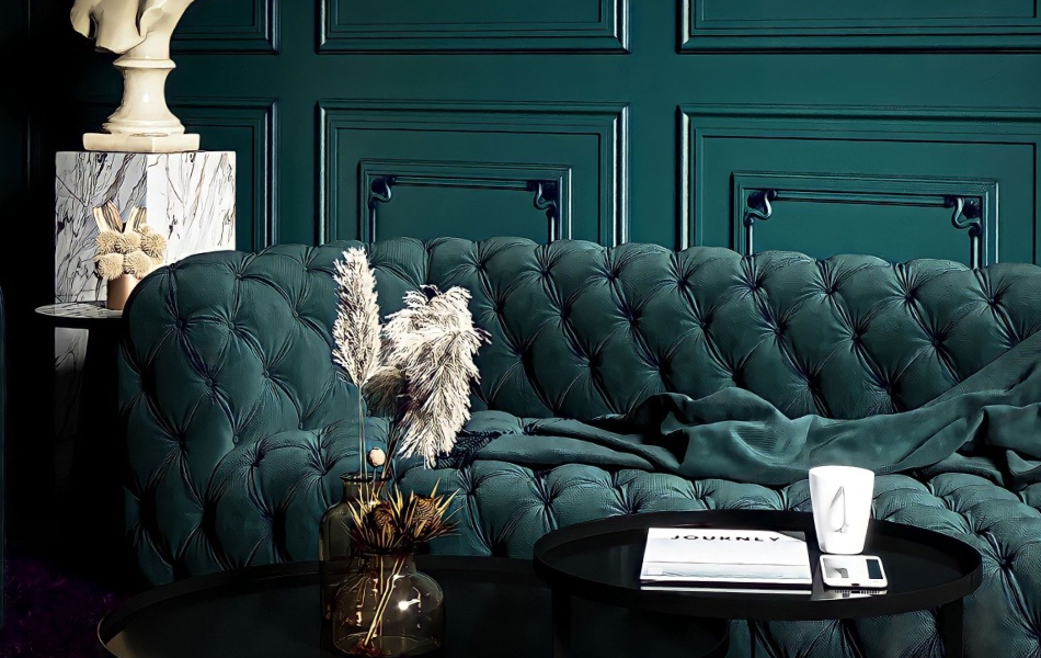 Stylish green sofa