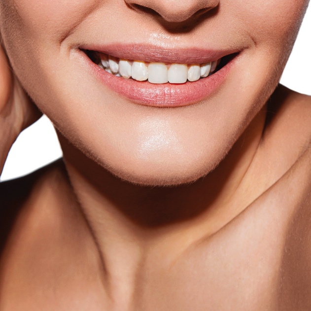 A woman smiling