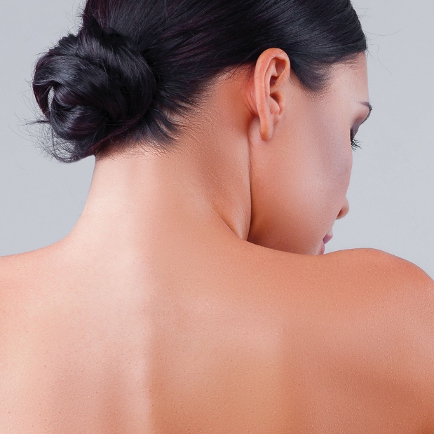 The back of a neck of a woman