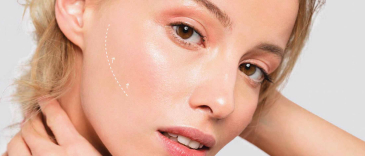 The area on a woman's cheek