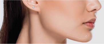 The area on a woman's chin