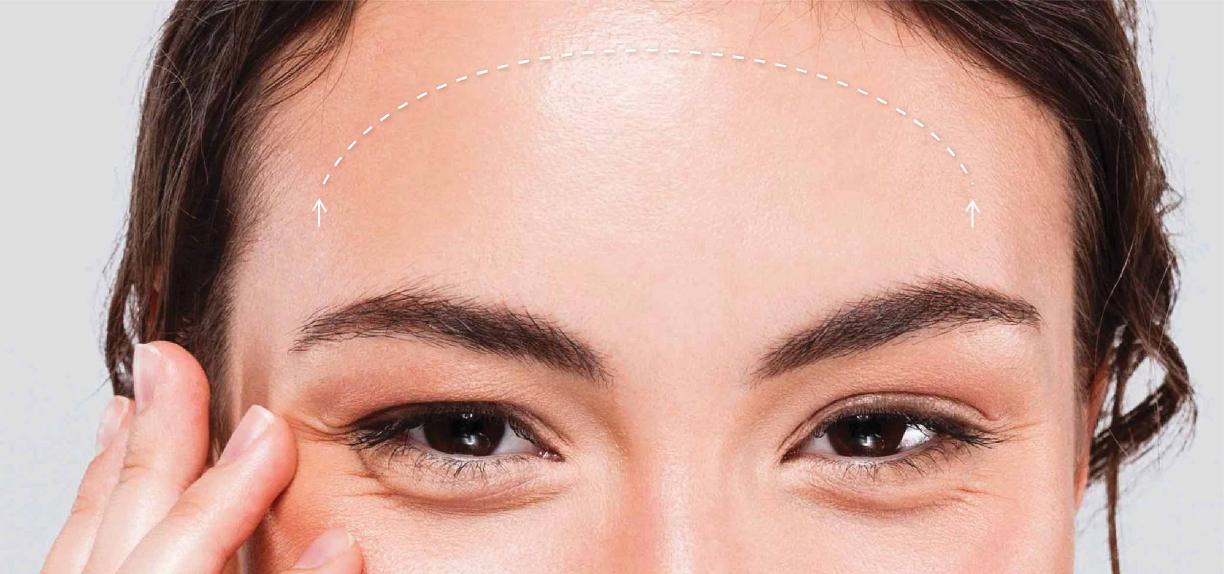 The forehead area on a woman's face
