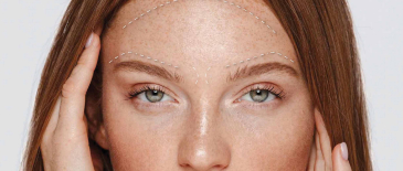 The forehead area on a woman's head