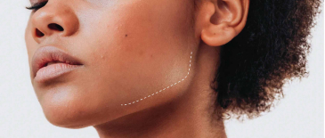 The area of a woman's jawline