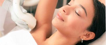 A woman getting laser treatment under the armpits