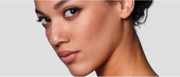 The area of a woman's nose