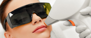A woman wearing protection glasses