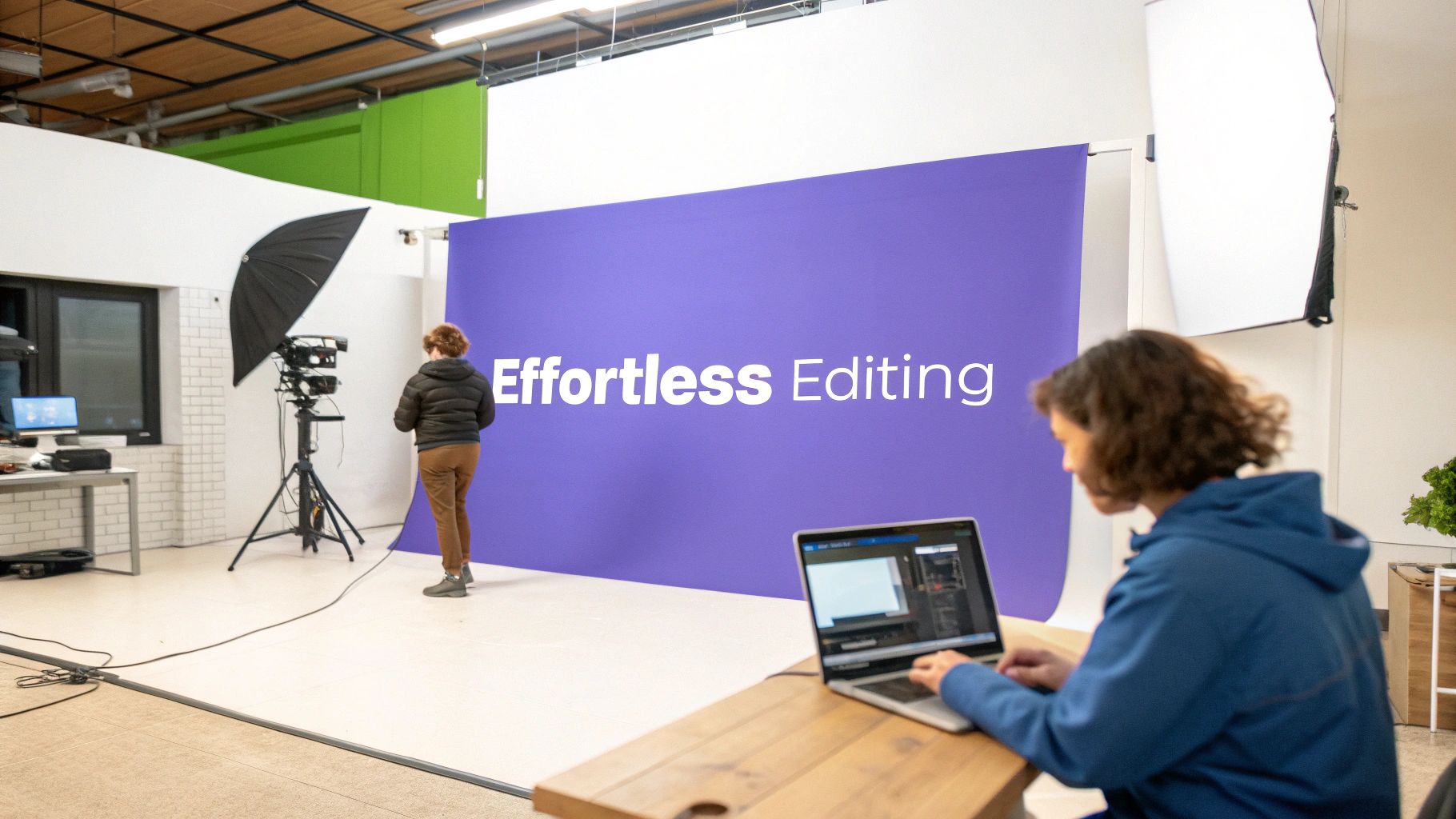 A person working on a laptop with an image editing software open
