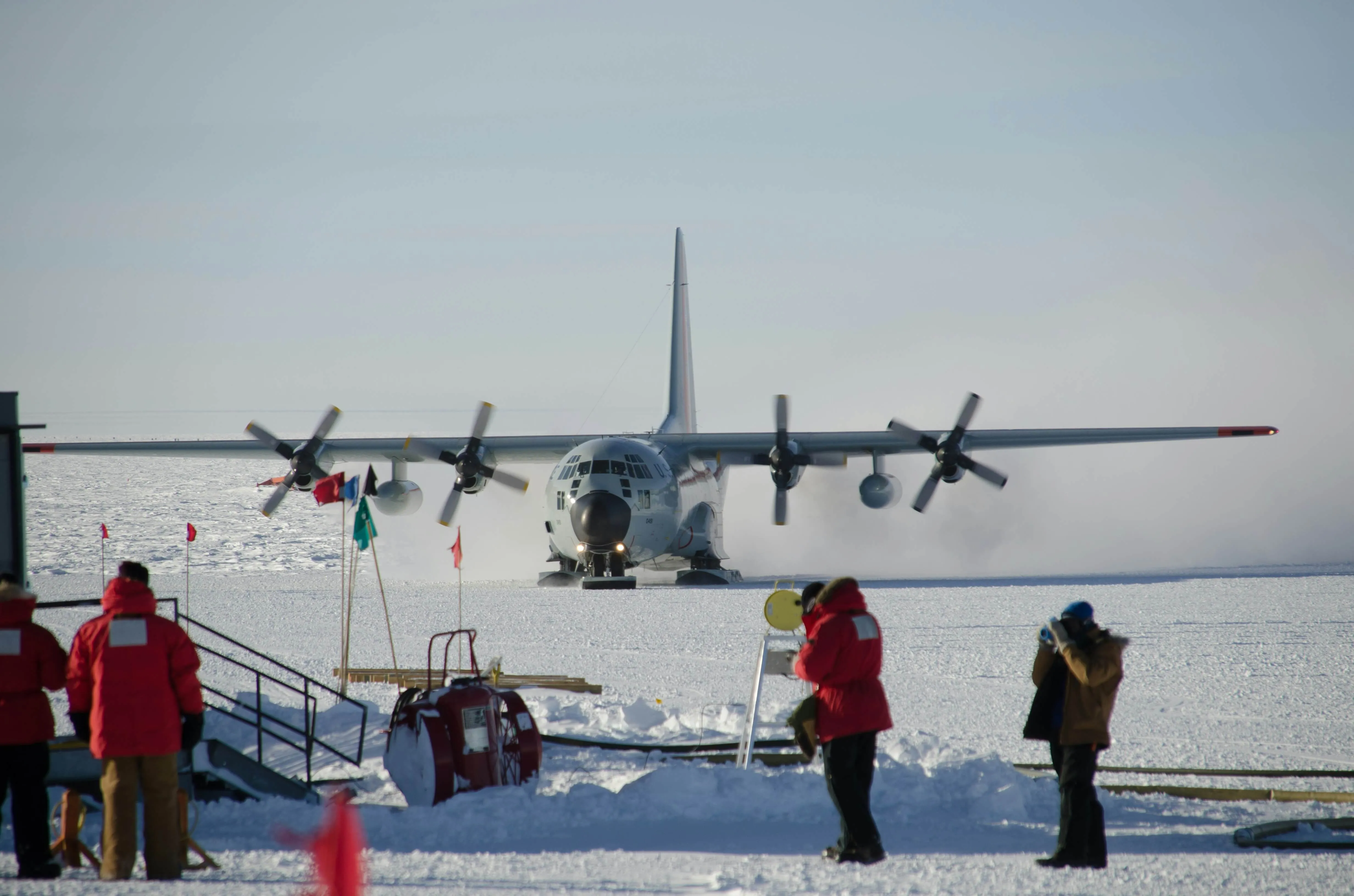airplane arriving Antarctica