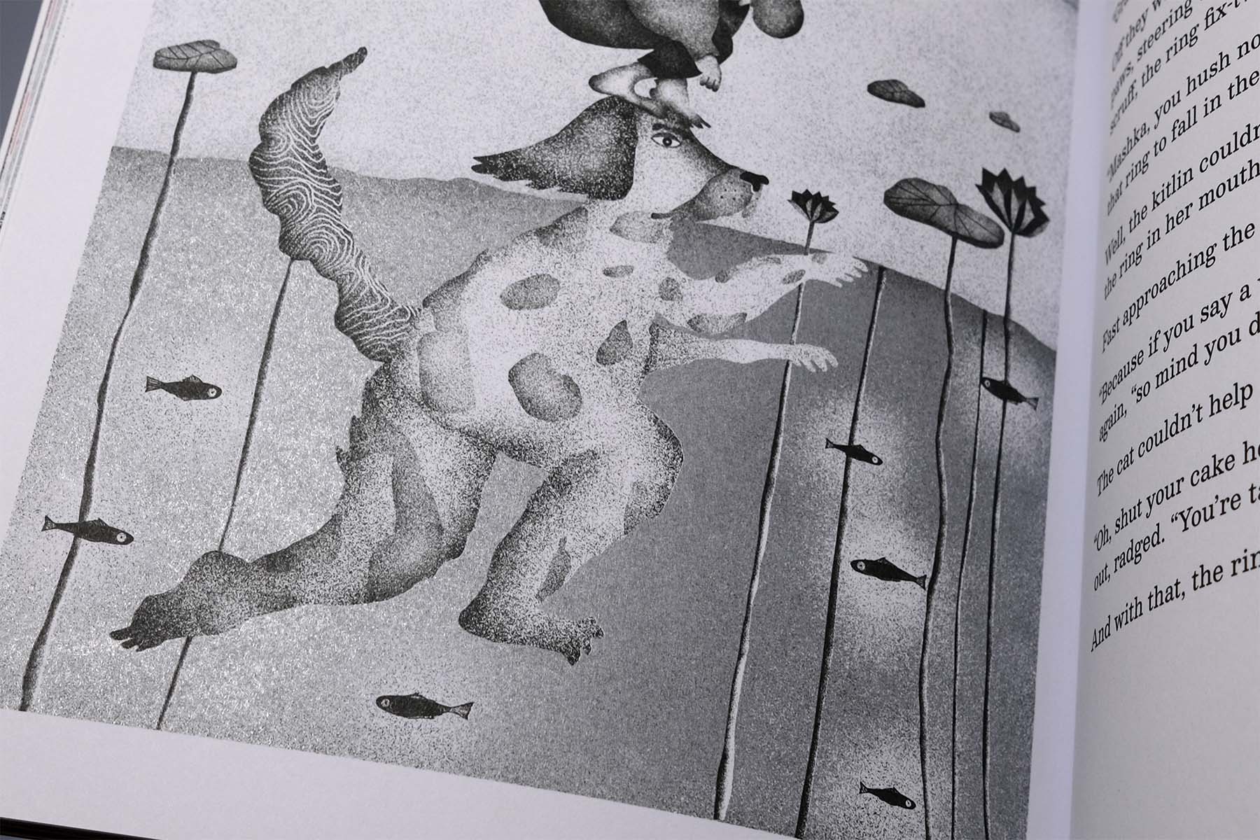 A photograph from inside the book