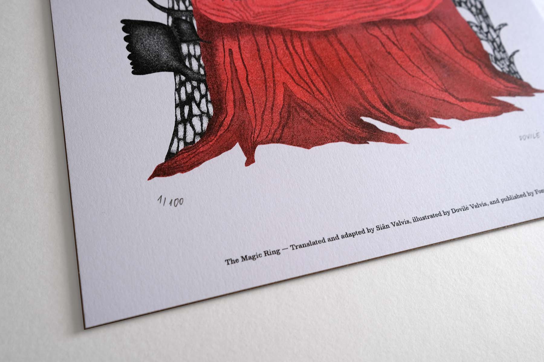 Zoom in of three forest lads risograph print