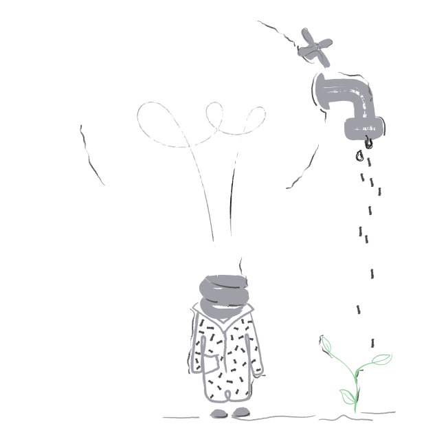 A lightbulb watering a plant
