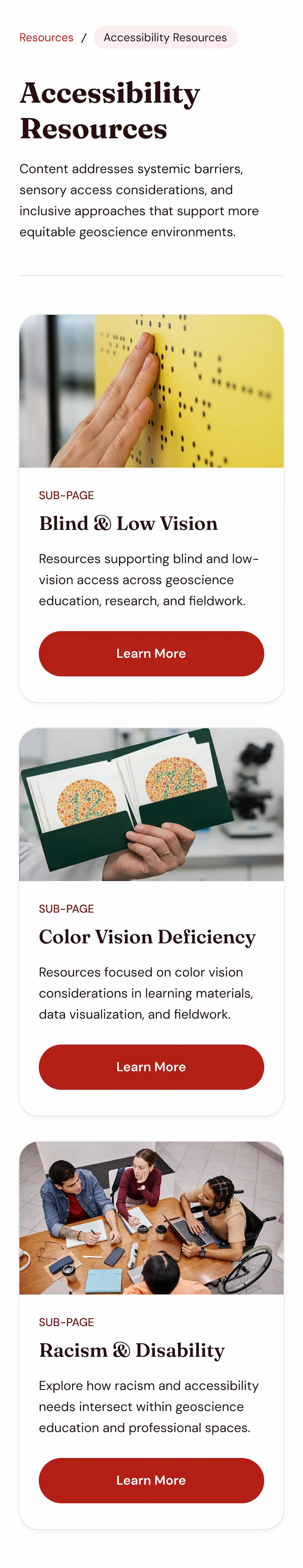 Mobile mockup of a matching 3-card gateway page
