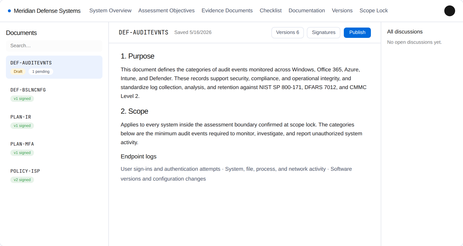 Atomus Compliance Portal — policy document editor
