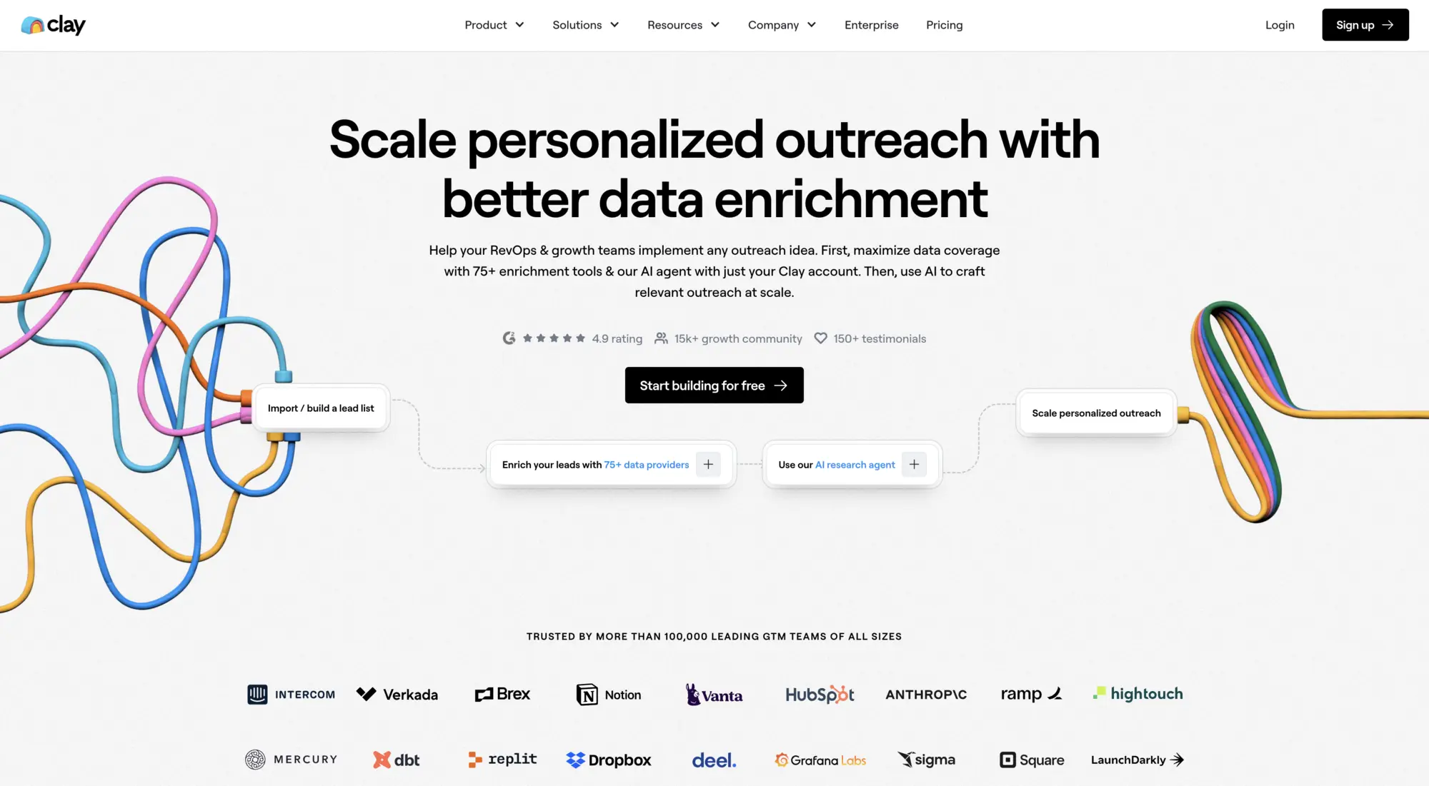 Clay private equity tool homepage preview