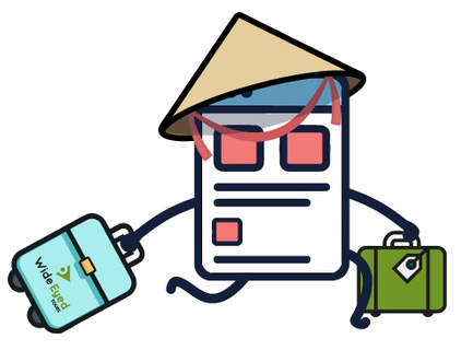 passport character with suitcase illustration