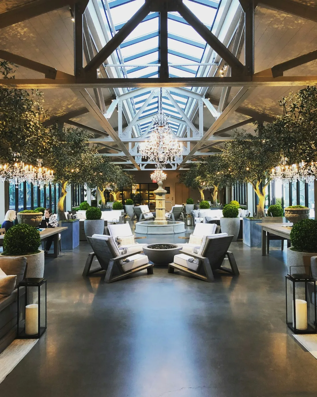 Sitting view of green theme cafe 