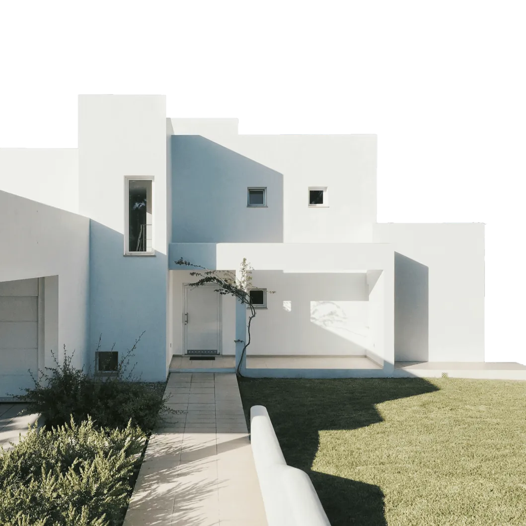 White theme house front view