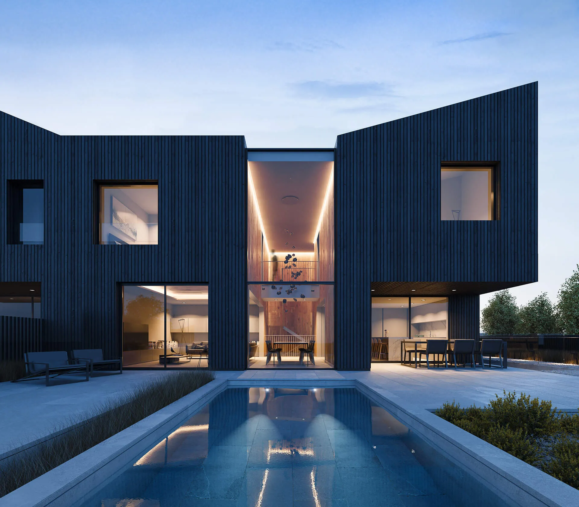 Isolated luxury house side view