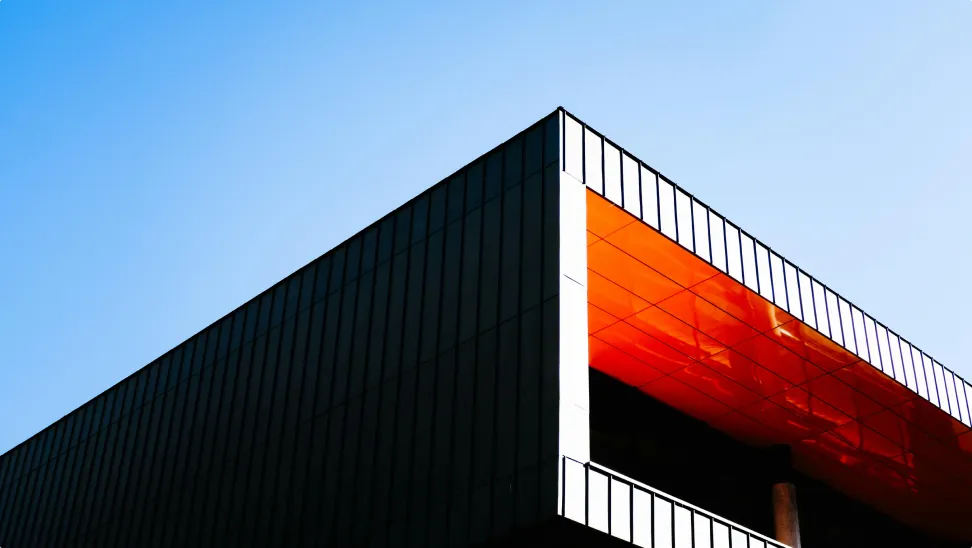 Glassy commercial building with minimal design