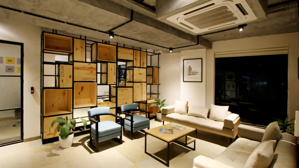 Inner view of sitting view with light white color theme