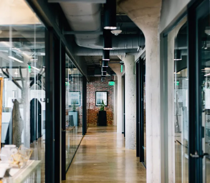 Hallway view of an office