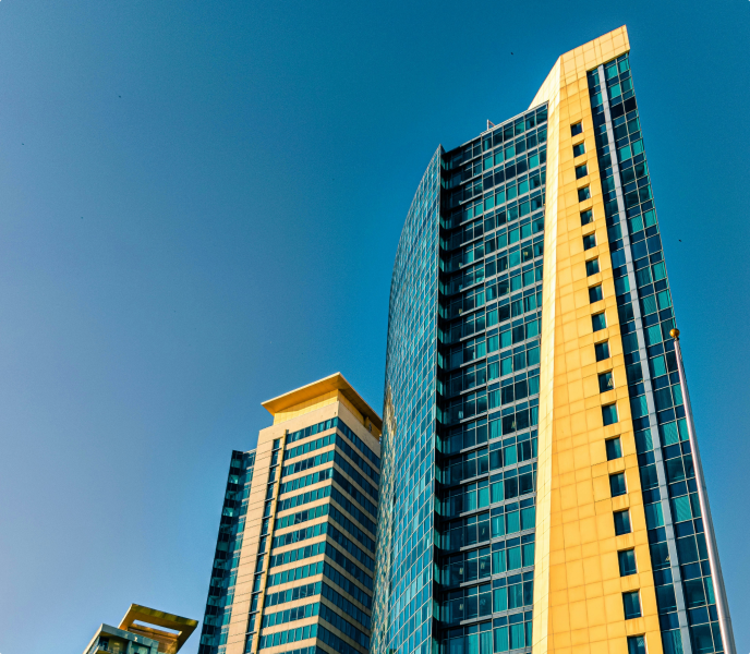 Top view of commercial building with dual tone 