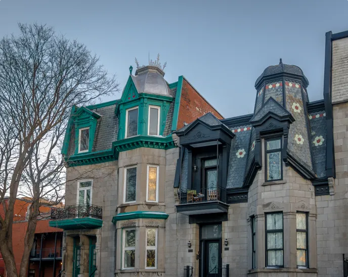 colorful victorian houses in square saint louis