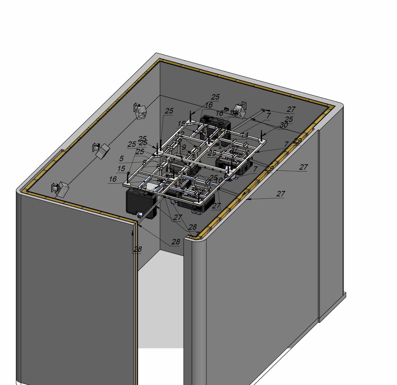3D plan of the immersive room projector rig, Layan Verde, Phuket