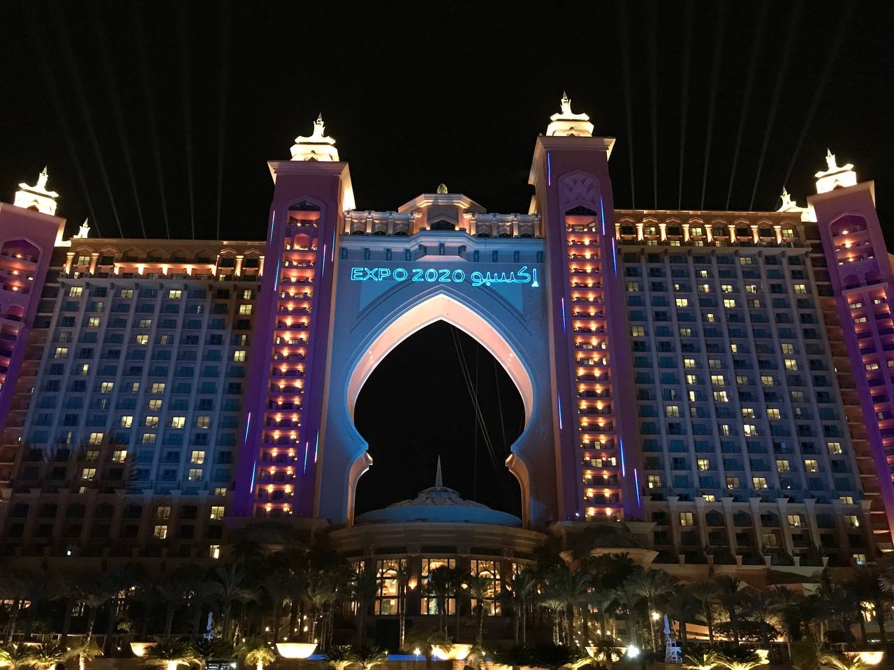 Laser mapping across the resort's facade, Atlantis Palm Laser Mapping, Dubai, UAE