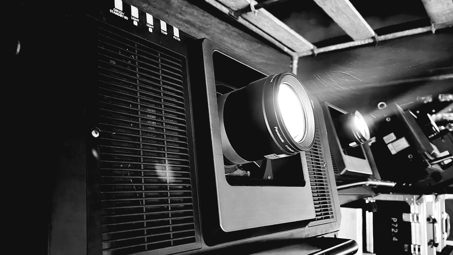 Panasonic PT-RZ31K projector rigged backstage