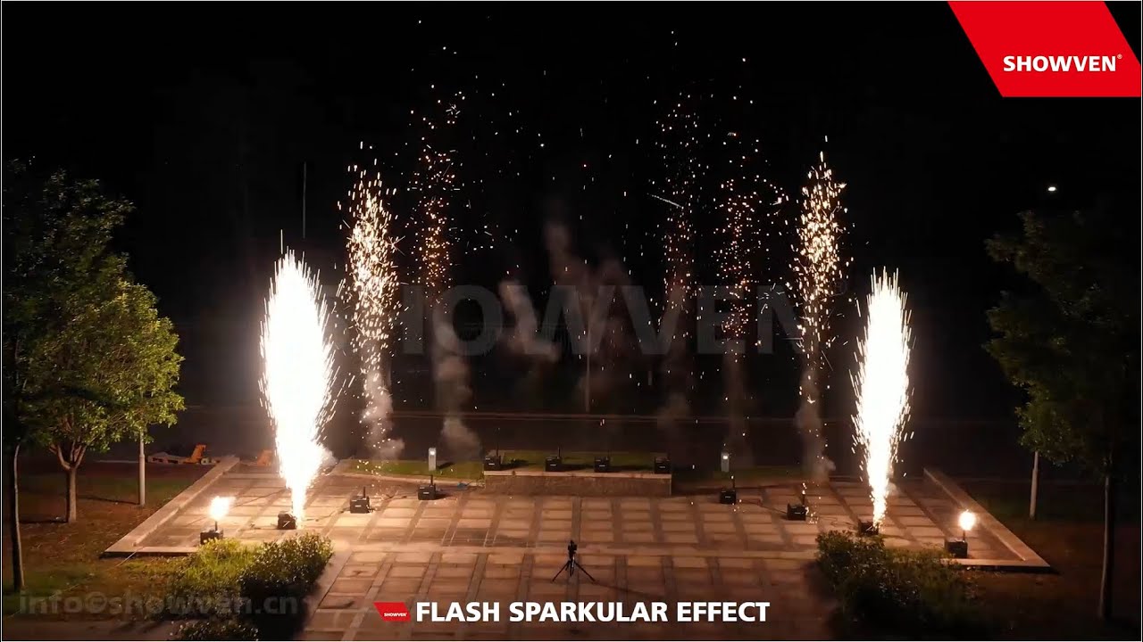 Sparkular cold spark effects at an event entrance