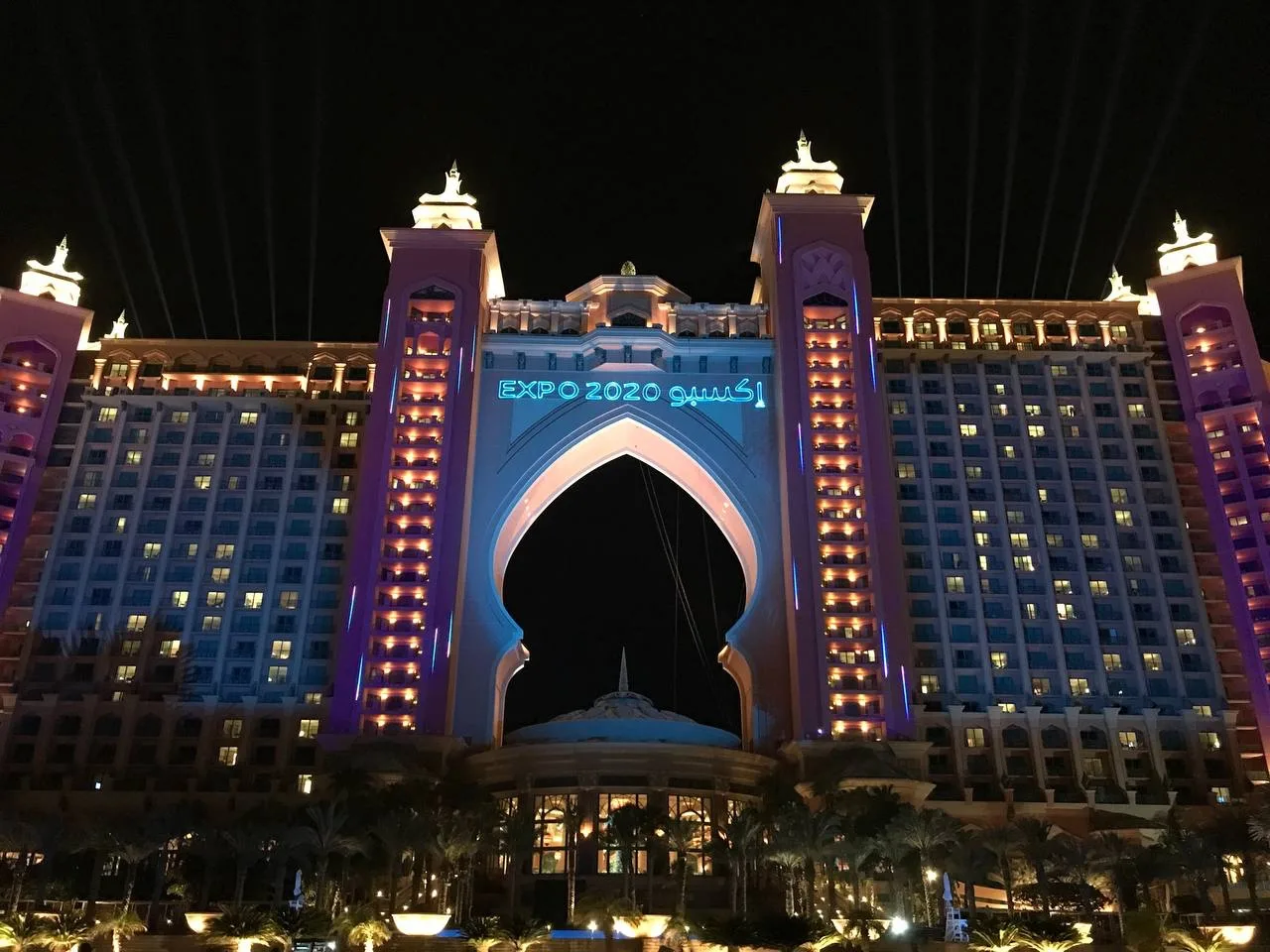 Laser mapping across the resort's facade, Atlantis Palm Laser Mapping, Dubai, UAE