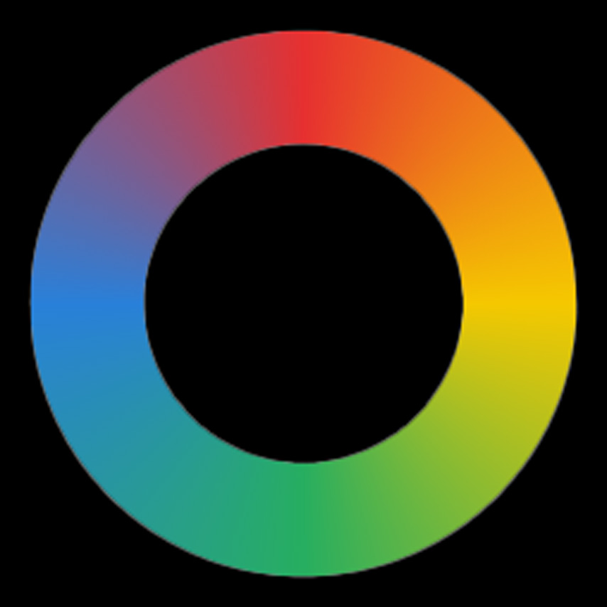 Circular ring with gradient colors transitioning from red to orange, yellow, green, and blue on black.